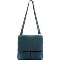 Kitise Women's Multi-Pocket Genuine Italian Leather Slim Messenger Crossbody Bag in Teal
