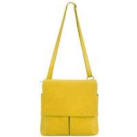 Kitise Women's Multi-Pocket Genuine Italian Leather Slim Messenger Crossbody Bag in Yellow