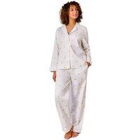 CHRISTY Women's 'Tennis' Embroidered Cotton Pyjama Set in White | Size: Medium