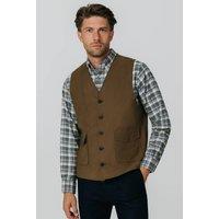 Dobell Men's Taupe Moleskin Waistcoat | Size: Large