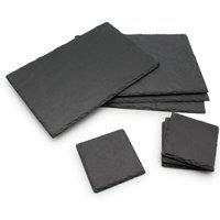 Van Gogh Placemats & Coasters Set Slate Board Dining Table Set in Grey