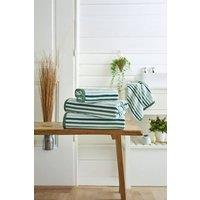 Deyongs Bliss Linear Stripe 550gsm 100% Cotton Bathroom Towels in Green | Size: Bath Sheet