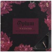 KDMD Opium Scented Black Tealights-Pack of 9, Floral Packaging, 3-Hour Burn