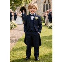 Little Giants Boy's Ronnie - Navy 5 Piece Tail Coat Suit | Size: 3-6 m