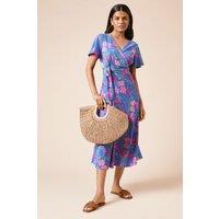 Dorothy Perkins Women's Petite Floral Wrap Front Jersey Midi Dress | Size: 8