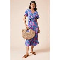 Dorothy Perkins Women's Petite Floral Wrap Front Jersey Midi Dress | Size: 12