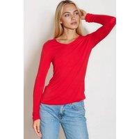 Aftershock London Women's V Neck Long Sleeve Top in Red | Size: S/M