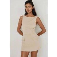 Hiccup Women's Fitted Mini Dress with Shorts in Medium Beige | Size: Small