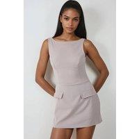 Hiccup Women's Fitted Mini Dress with Shorts in Light Grey | Size: Medium