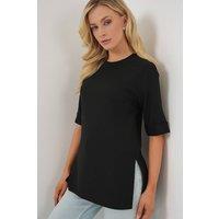 Big Dart Women's Textured Crew Neck Short Sleeve T-Shirt in Black | Size: Small