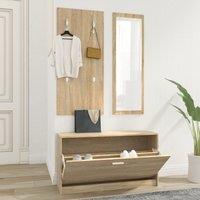 Berkfield Home 3-in-1 Shoe Cabinet Set Sonoma Oak Engineered Wood in Brown