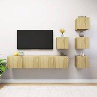 Berkfield Home 6 Piece TV Cabinet Set Sonoma Oak Engineered Wood in Brown