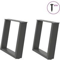 Berkfield Home Coffee Table Legs U-Shaped 2 pcs Anthracite 50x(42-43) cm Steel in Black