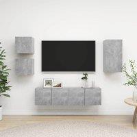 Berkfield Home 5 Piece TV Cabinet Set Concrete Grey Engineered Wood
