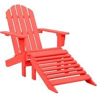 Berkfield Home Garden Adirondack Chair with Ottoman Solid Fir Wood Red