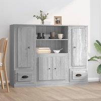 Berkfield Home Highboards 3 pcs Smoked Oak Engineered Wood in Grey