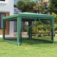 Berkfield Home Party Tent with 4 Mesh Sidewalls Green 3x4 m HDPE