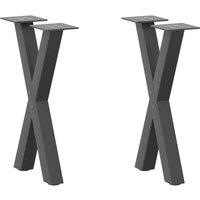 Berkfield Home Coffee Table Legs X-Shaped 2 pcs Anthracite 38x(42-43) cm Steel in Black