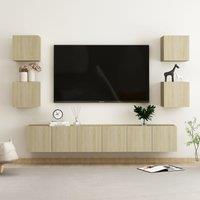Berkfield Home 7 Piece TV Cabinet Set Sonoma Oak Engineered Wood in Brown