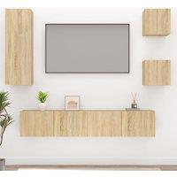 Berkfield Home 5 Piece TV Cabinet Set Sonoma Oak Engineered Wood in Brown