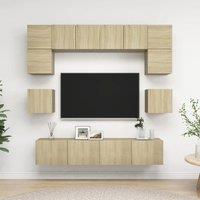 Berkfield Home 8 Piece TV Cabinet Set Sonoma Oak Engineered Wood in Brown