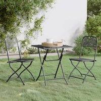 Berkfield Home 3 Piece Garden Dining Set Expanded Metal Mesh Anthracite in Black