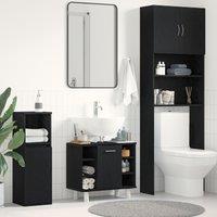 Berkfield Home Bathroom Cabinet Black Oak 60x32x54 cm Engineered Wood | Size: 60 x 32 x 54 cm