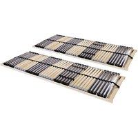 Berkfield Home Slatted Bed Bases 2 pcs with 42 Slats 7 Zones 70x200 cm in Brown