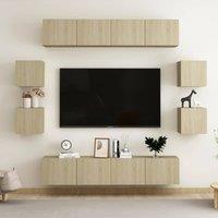 Berkfield Home 8 Piece TV Cabinet Set Sonoma Oak Engineered Wood in Brown
