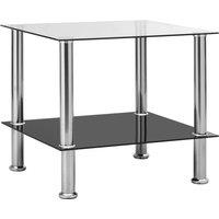 Berkfield Home Side Table Transparent 45x50x45 cm Tempered Glass in Clear | Size: 45 x 50 x 45 cm