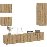 Berkfield Home 5 Piece TV Cabinet Set Wall-mounted Artisan Oak Engineered Wood in Brown