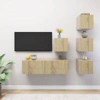 Berkfield Home 5 Piece TV Cabinet Set Sonoma Oak Engineered Wood in Brown