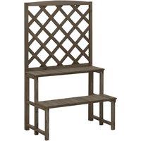 Berkfield Home Plant Stand with Trellis Grey 70x42x115 cm Solid Fir Wood | Size: 70 x 42 x 115 cm