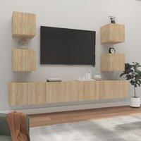 Berkfield Home 6 Piece TV Cabinet Set Sonoma Oak Engineered Wood in Brown