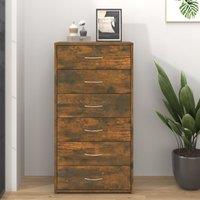 Berkfield Home Sideboard with 6 Drawers Smoked Oak 50x34x96 cm Engineered Wood in Brown | Size: 50 x 34 x 96 cm