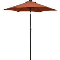 Berkfield Home Parasol with LED Lights Terracotta 200x211 cm Aluminium in Grey