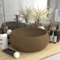 Berkfield Home Luxury Wash Basin Round Matt Cream 40x15 cm Ceramic