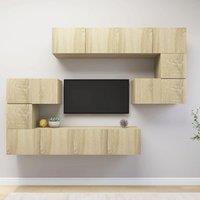 Berkfield Home 8 Piece TV Cabinet Set Sonoma Oak Engineered Wood in Brown
