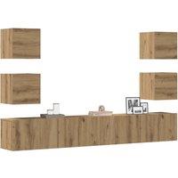 Berkfield Home Wall Mounted TV cabinets 6 pcs Artisan Oak Engineered Wood in Brown