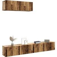 Berkfield Home Wall Mounted TV Cabinets 3 pcs Old Wood 100x30x30 cm Engineered Wood in Brown | Size: 100 x 30 x 30 cm