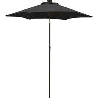 Berkfield Home Parasol with LED Lights Black 200x211 cm Aluminium