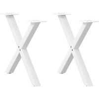Berkfield Home Coffee Table Legs X-Shaped 2 pcs White 60x(42-43) cm Steel