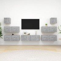 Berkfield Home 7 Piece TV Cabinet Set Concrete Grey Engineered Wood