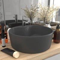 Berkfield Home Luxury Wash Basin with Overflow Matt Dark Grey 36x13 cm Ceramic