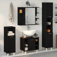 Berkfield Home Bathroom Furniture Set 4 Pieces Black Oak Engineered Wood Storage