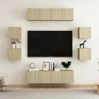 Berkfield Home 8 Piece TV Cabinet Set Sonoma Oak Engineered Wood in Brown