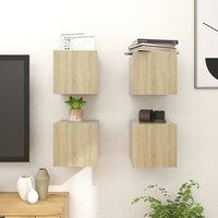 Berkfield Home Wall Mounted TV Cabinets 4 pcs Sonoma Oak 30.5x30x30 cm in Brown