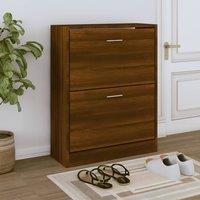 Berkfield Home Shoe Cabinet Brown Oak 63x24x81 cm Engineered Wood | Size: 63 x 24 x 81 cm