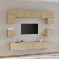 Berkfield Home 8 Piece TV Cabinet Set Sonoma Oak Engineered Wood in Brown