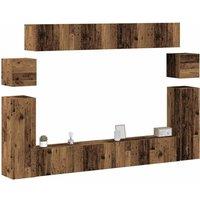 Berkfield Home 8 Piece TV Cabinet Set Wall-mounted Old Wood Engineered Wood in Brown